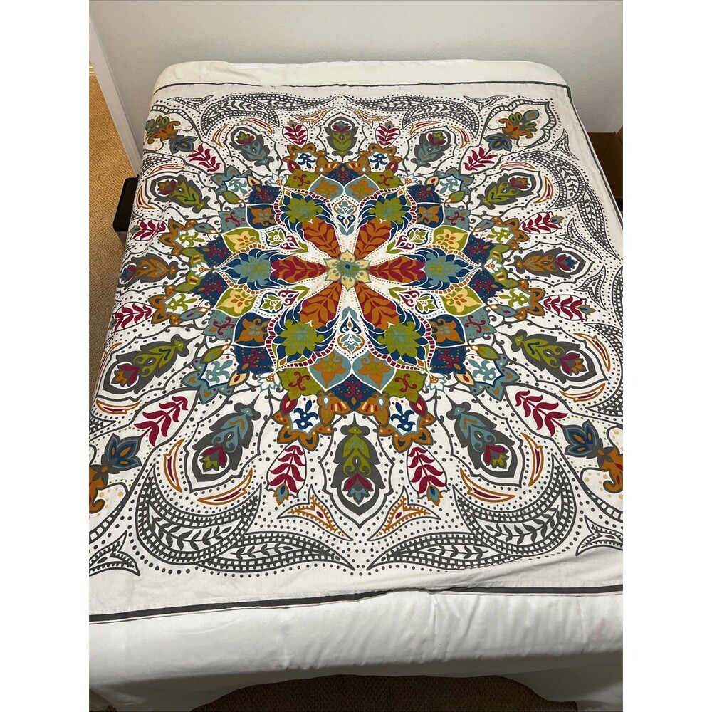 World Market Andana Medallion Shower Curtain 72x72 Multicolor Boho Mandala FLAW